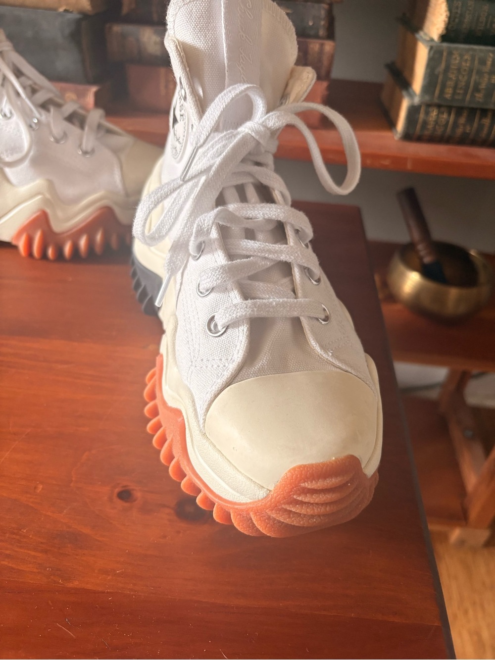 Converse Run Star Motion White High-Top Sneakers Black Orange Zigzag Sole - Picture 3 of 8
